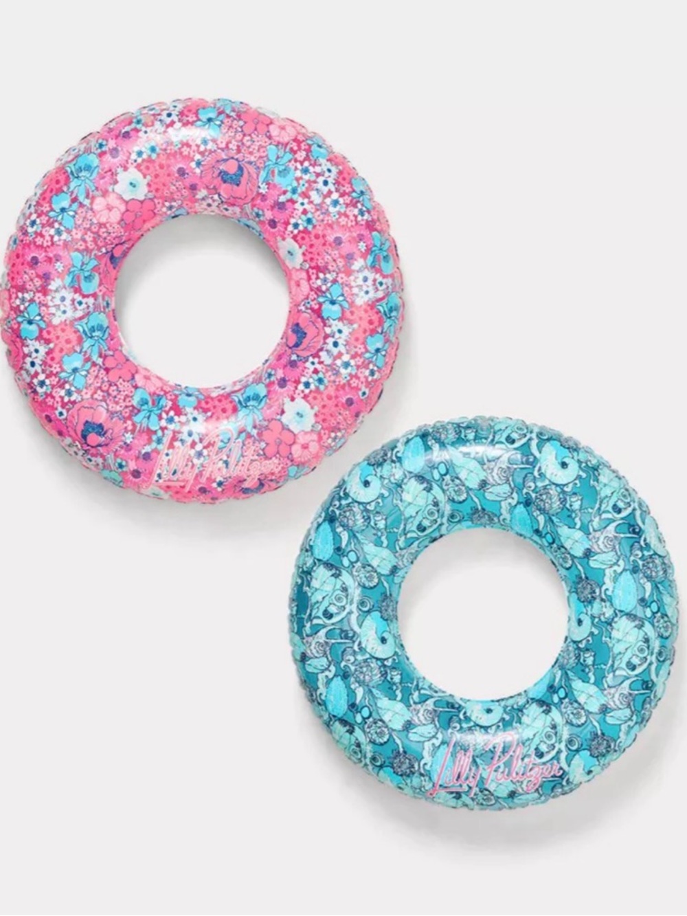 Lilly Pulitzer Pink and Blue Floral Inflatable Pool Rings